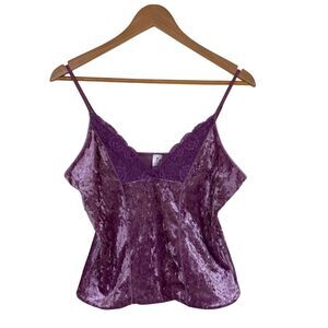 No Boundaries‎ Womens Crushed Velvet Lace Cami Top Purple Size M Y2K 90's